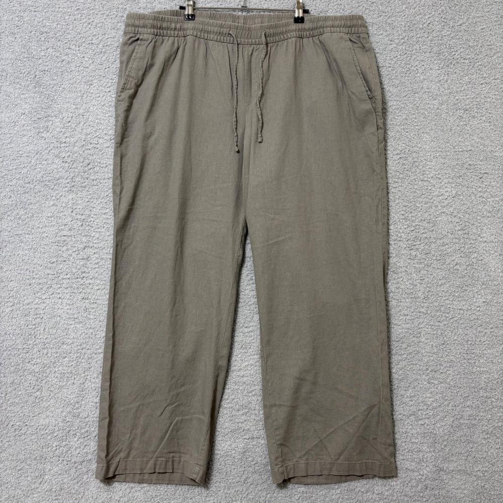 Wide Leg Linen Blend Elastic Waist Pants XXL Casual Pull On Old Navy